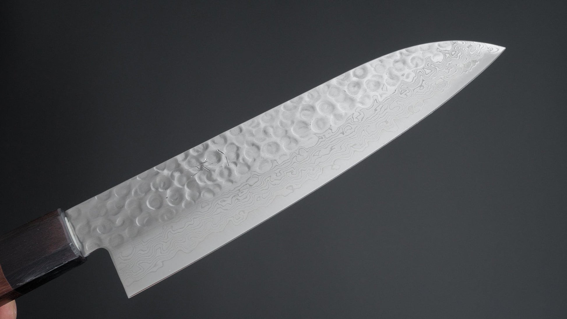 Hitohira HG Tsuchime Damascus Santoku Rosewood Handle (Original Handle) - HITOHIRA