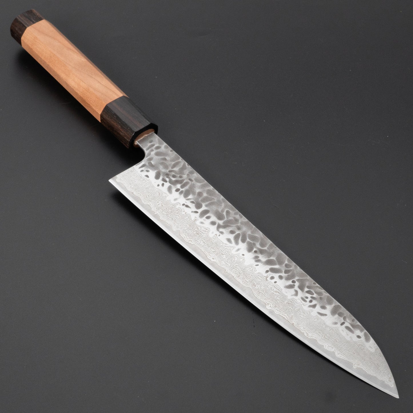 Hitohira Futana Stainless Tsuchime Damascus Gyuto 210mm Cherry Wood Handle - HITOHIRA