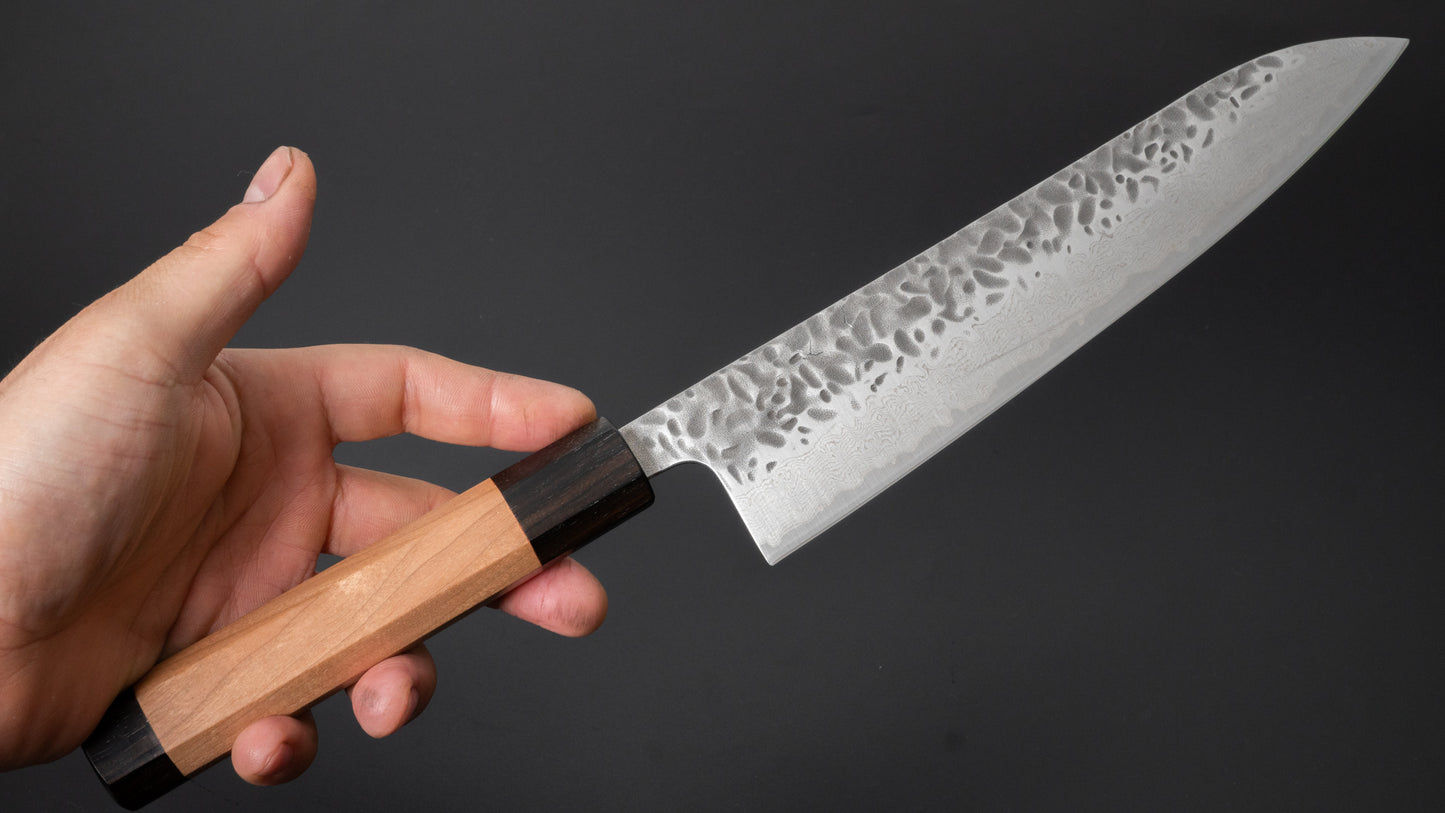 Hitohira Futana Stainless Tsuchime Damascus Gyuto 210mm Cherry Wood Handle - HITOHIRA