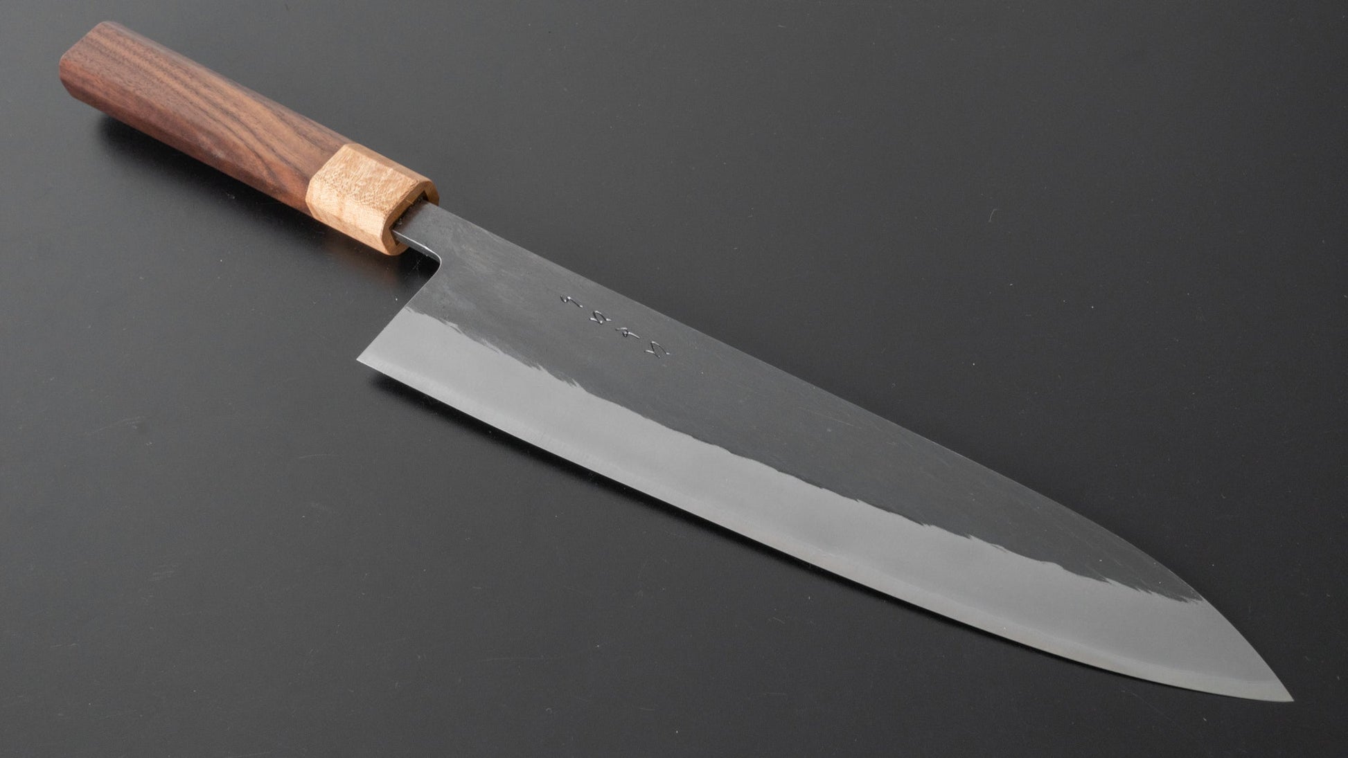 Hitohira TD Blue #2 Stainless Clad Kurouchi Gyuto 240mm Walnut Handle - HITOHIRA