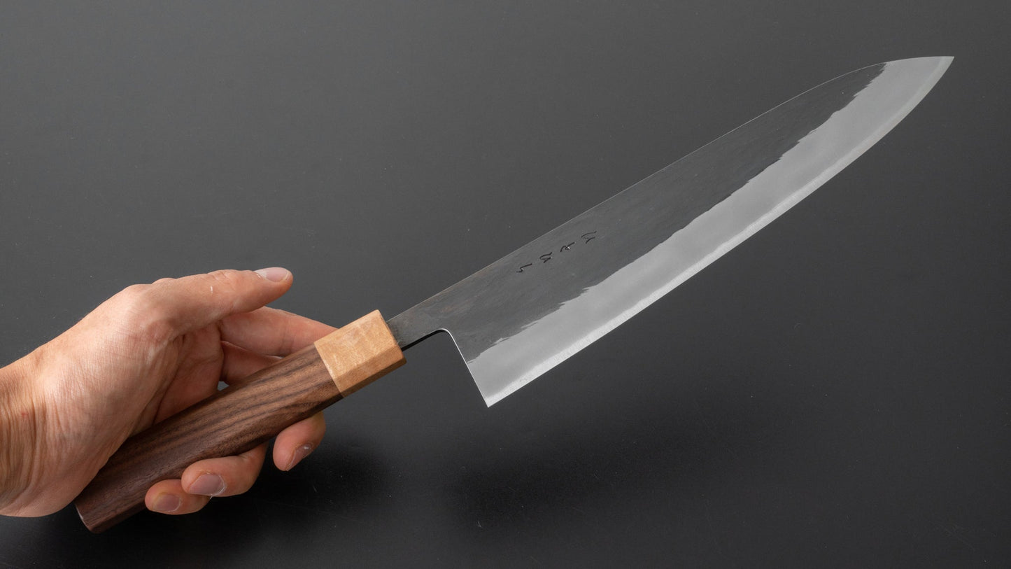 Hitohira TD Blue #2 Stainless Clad Kurouchi Gyuto 240mm Walnut Handle - HITOHIRA