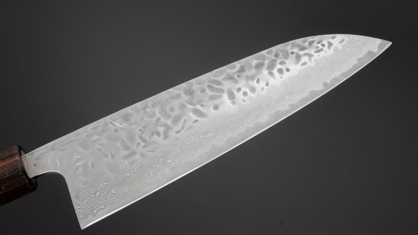 Hitohira Futana Stainless Tsuchime Damascus Santoku Cherry Wood Handle - HITOHIRA