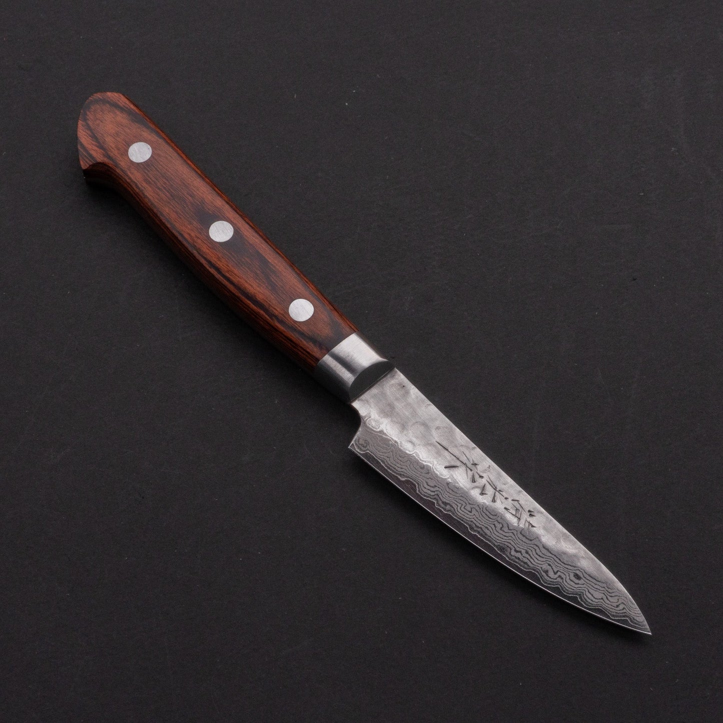 Morihei Kiyomitsu HG Tsuchime Damascus Paring 80mm Imitation Mahogany Handle | HITOHIRA