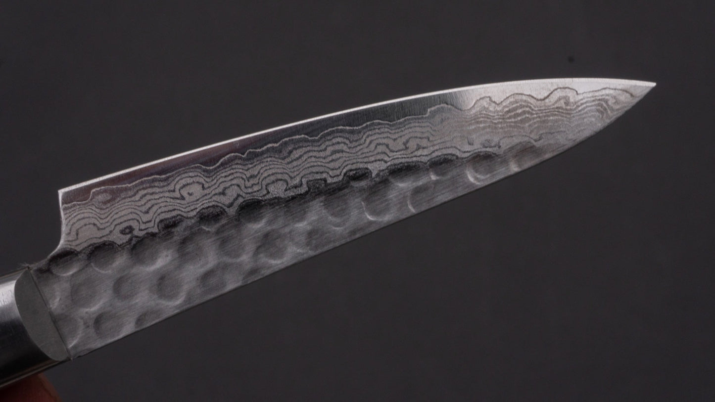 Morihei Kiyomitsu HG Tsuchime Damascus Paring 80mm Imitation Mahogany Handle | HITOHIRA