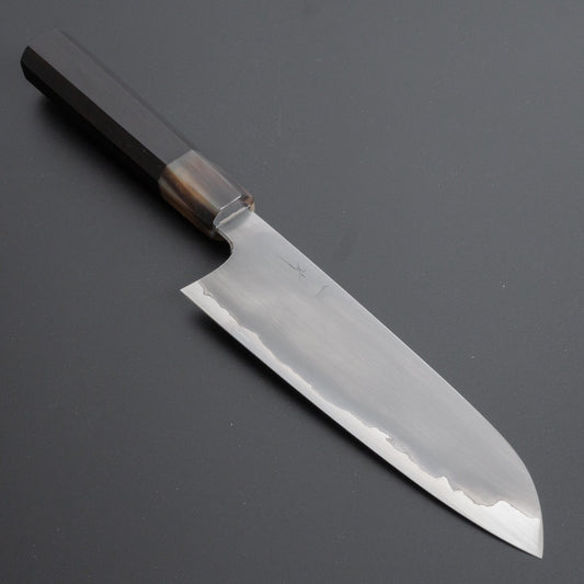 Hitohira Togashi White #1 Stainless Clad Kasumi Santoku 180mm Ebony Handle - HITOHIRA