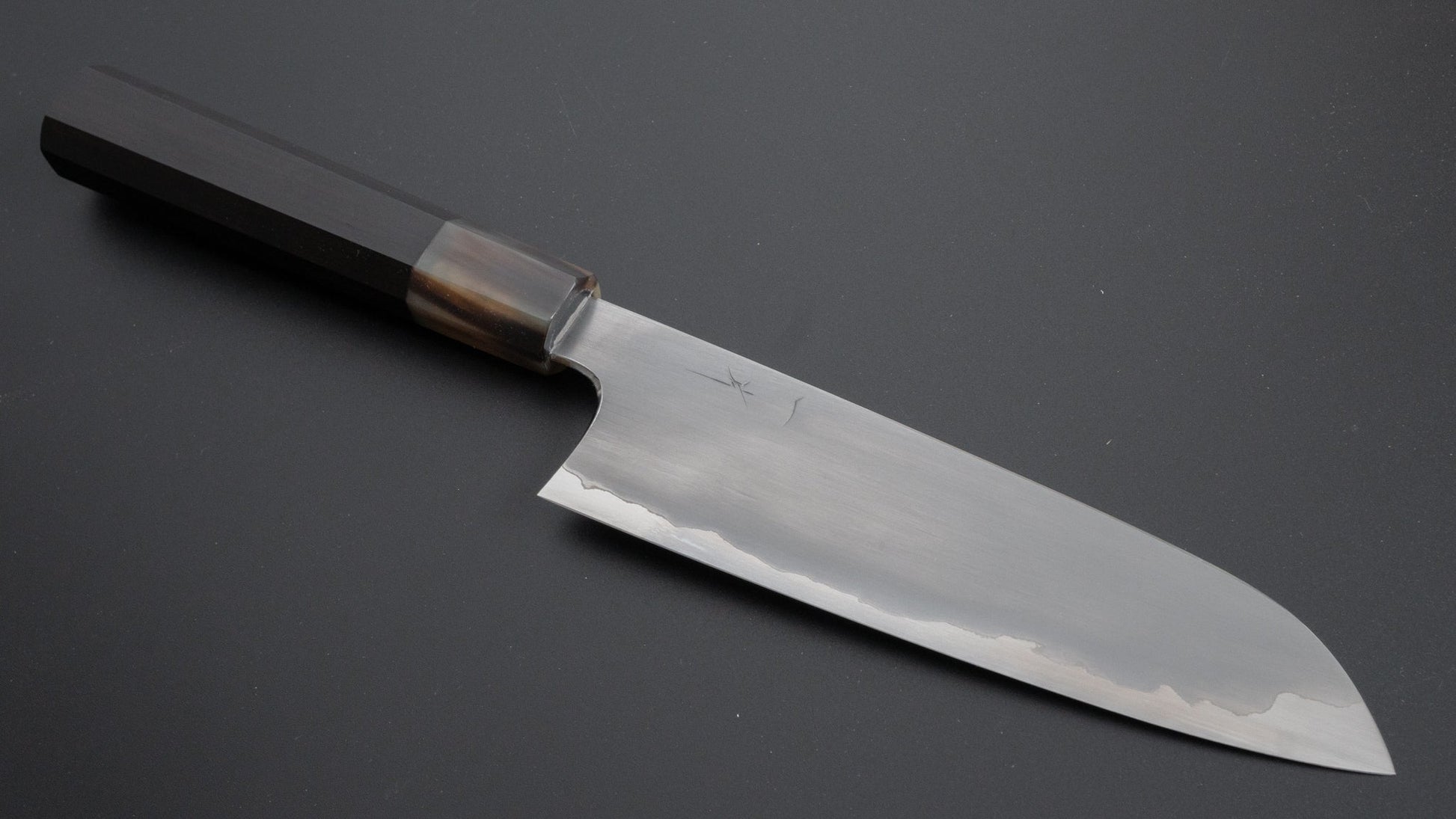 Hitohira Togashi White #1 Stainless Clad Kasumi Santoku 180mm Ebony Handle - HITOHIRA