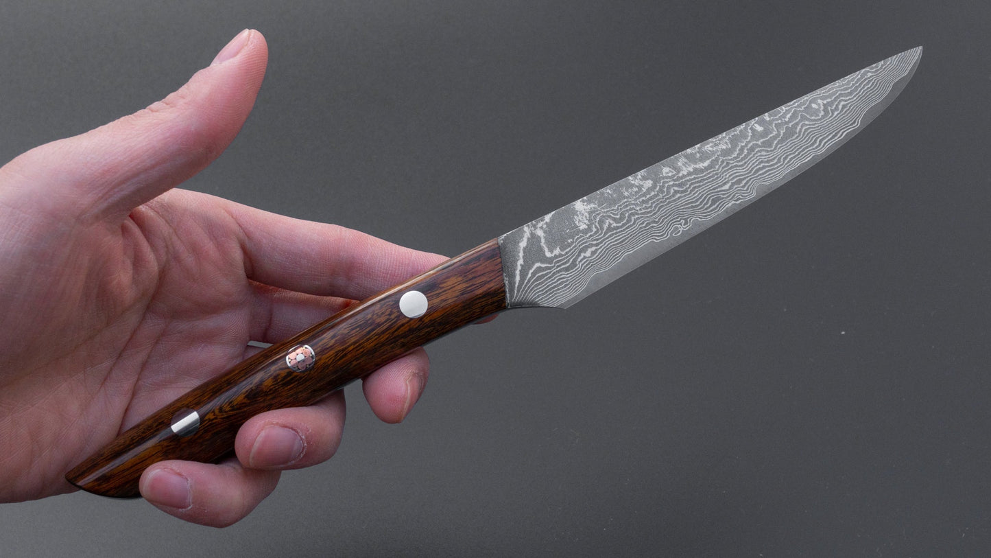 Hitohira Saji Damascus PM Table Knife 120mm Ironwood Handle | HITOHIRA