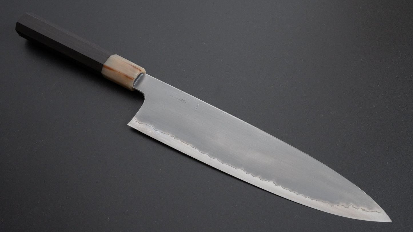 Hitohira Togashi White #1 Stainless Clad Kasumi Gyuto 240mm Ebony Handle - HITOHIRA