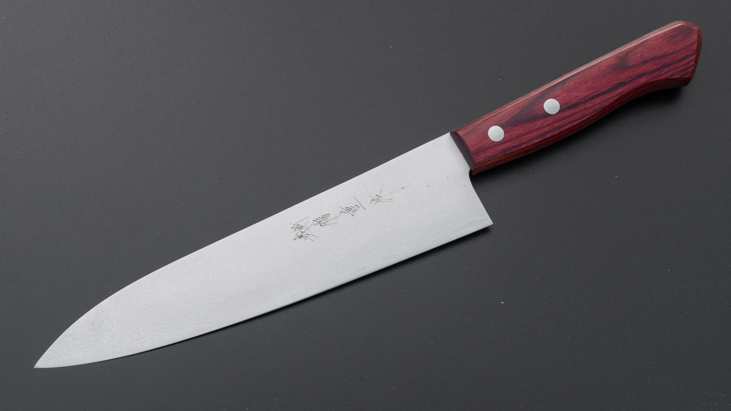 Katsushige V10 Damascus Gyuto 200mm Wine Pakka Handle | HITOHIRA