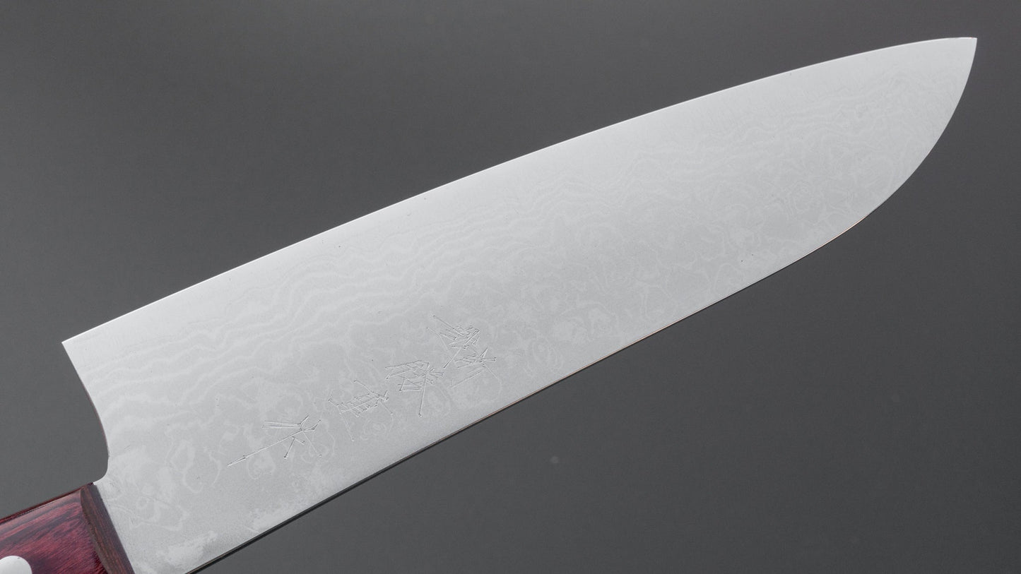 Katsushige V10 Damascus Santoku 165mm Wine Pakka Handle | HITOHIRA