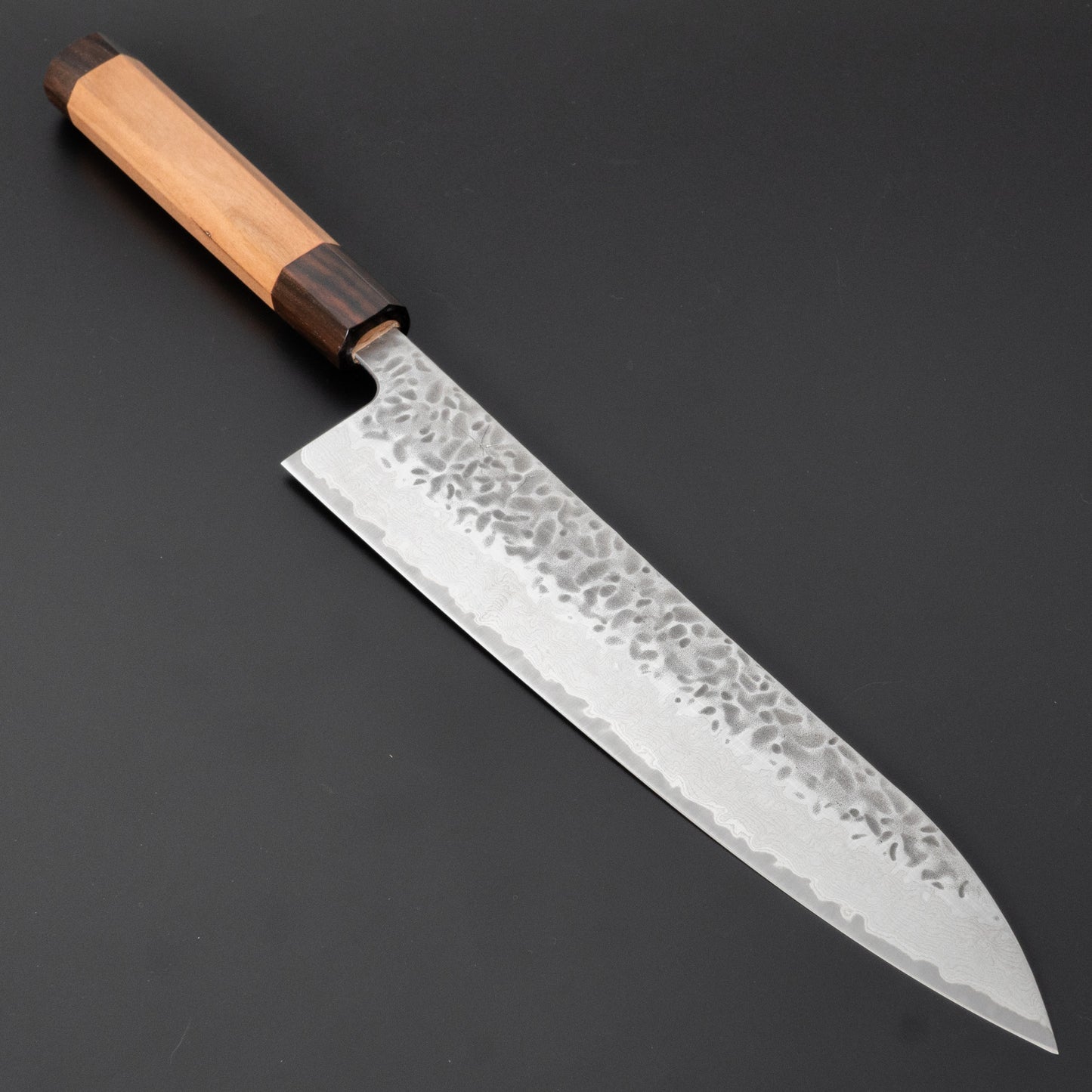 Hitohira Futana Stainless Tsuchime Damascus Gyuto 240mm Cherry Wood Handle - HITOHIRA