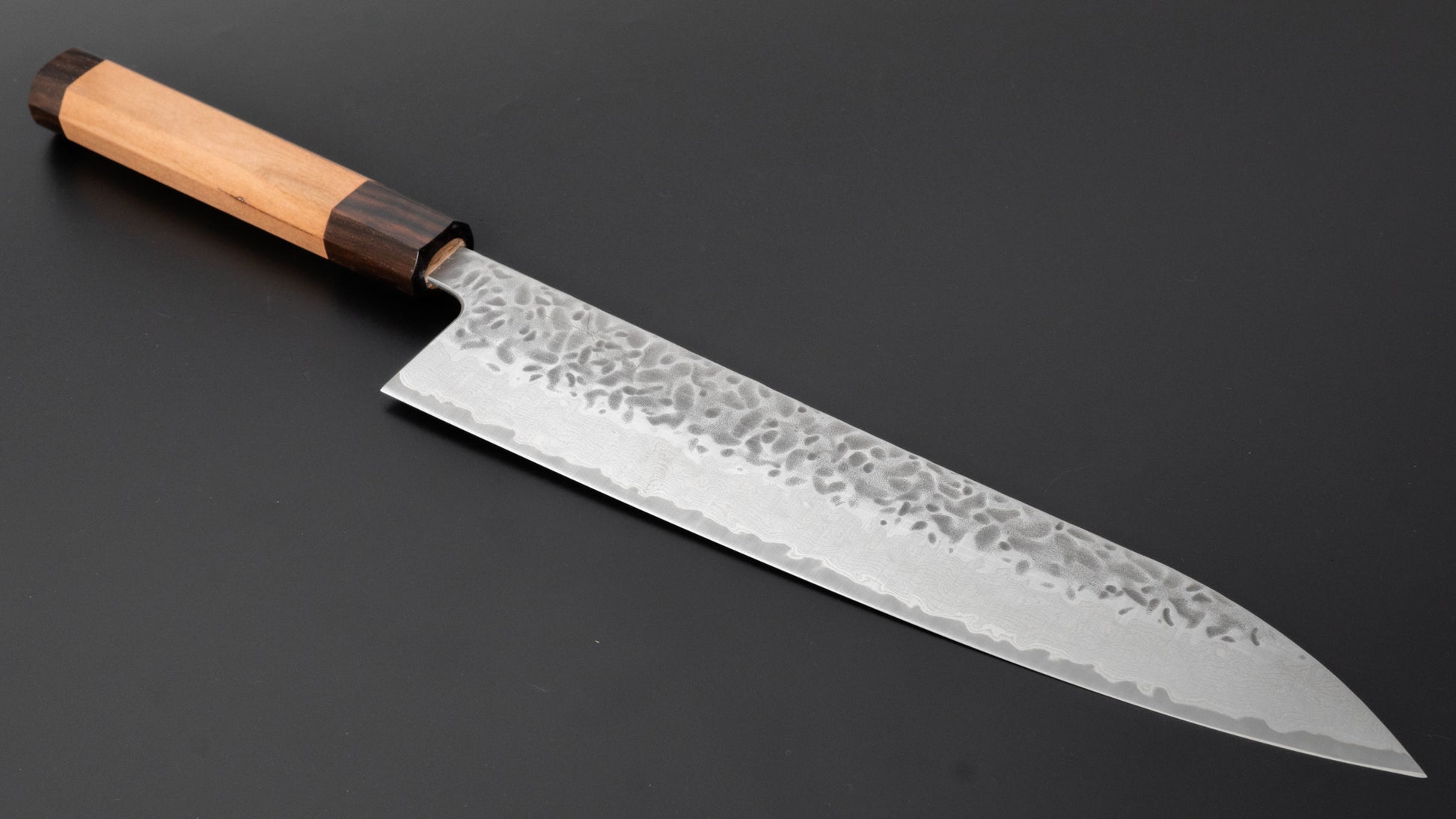 Hitohira Futana Stainless Tsuchime Damascus Gyuto 240mm Cherry Wood Handle - HITOHIRA