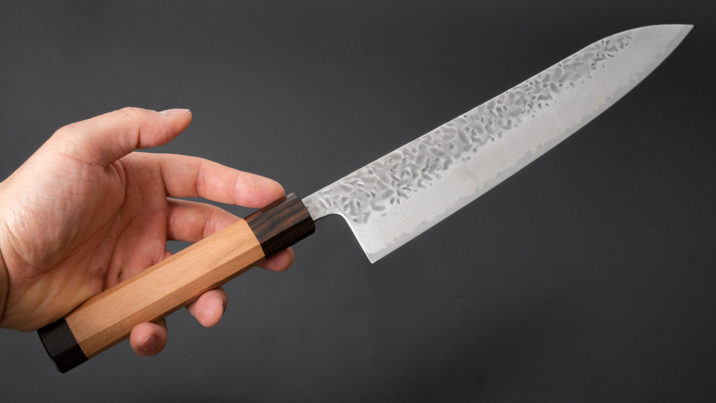 Hitohira Futana Stainless Tsuchime Damascus Gyuto 240mm Cherry Wood Handle - HITOHIRA