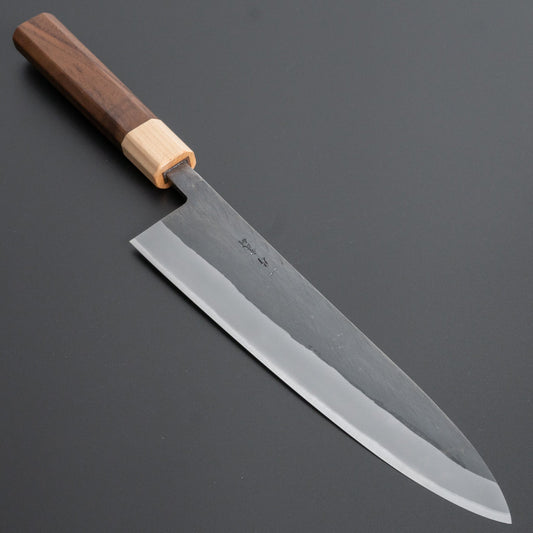 Hitohira TD Blue #2 Stainless Clad Kurouchi Gyuto 210mm Walnut Handle - HITOHIRA