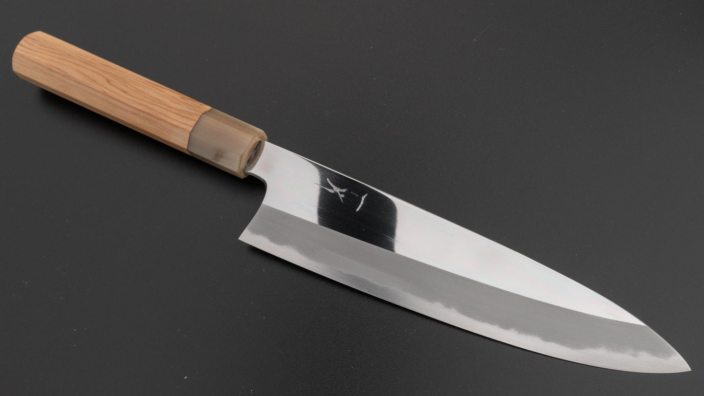 Hitohira Togashi White #1 Gyuto 210mm Yakusugi Cedar Handle (Mirror Polished) | HITOHIRA