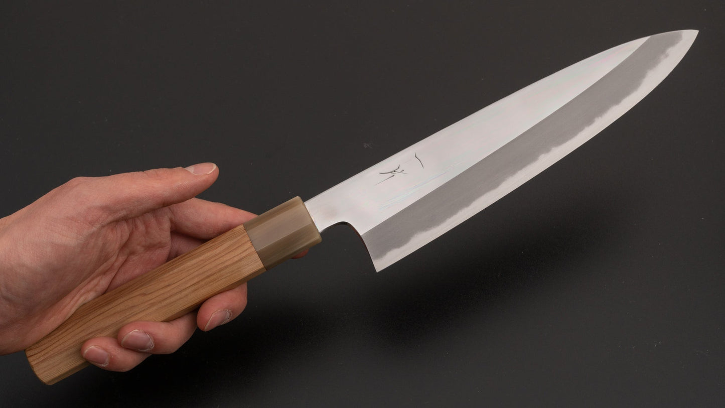 Hitohira Togashi White #1 Gyuto 210mm Yakusugi Cedar Handle (Mirror Polished) | HITOHIRA