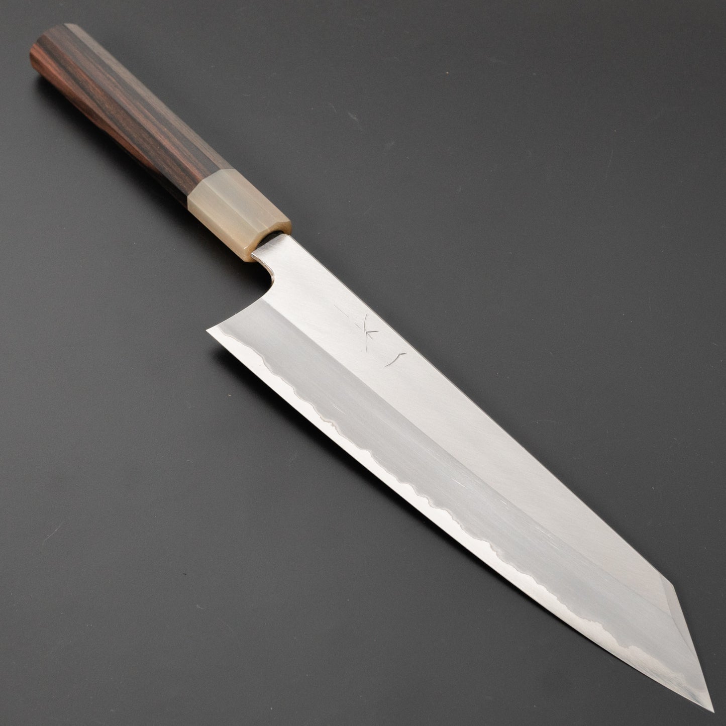 Hitohira Togashi White #1 Stainless Clad Migaki Kiritsuke Gyuto 240mm Taihei Makassar Ebony Handle - HITOHIRA