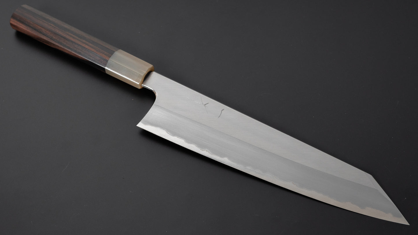 Hitohira Togashi White #1 Stainless Clad Migaki Kiritsuke Gyuto 240mm Taihei Makassar Ebony Handle - HITOHIRA