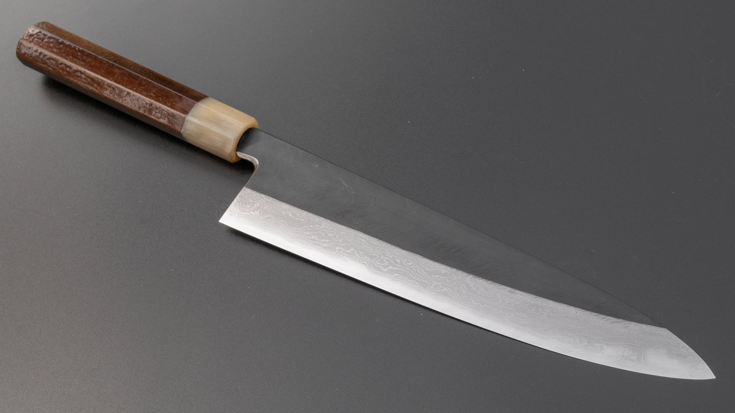 Hitohira Tanaka Kyuzo Blue #1 Kurouchi Damascus Gyuto 240mm Taihei Rosewood Handle (Saya) | HITOHIRA