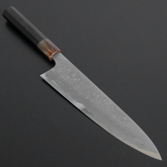 Hitohira Tanaka Kyuzo Vintage Swedish Carbon Damascus Gyuto 240mm Taihei Ebony Handle (#3/ Saya) - HITOHIRA