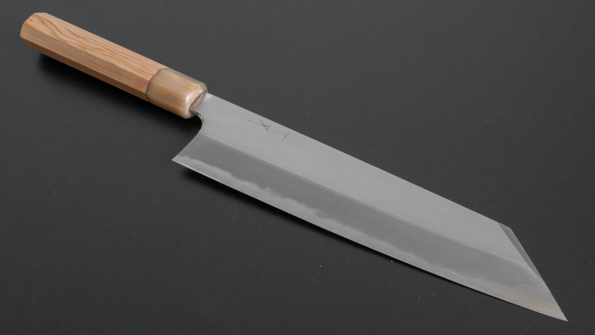 Hitohira Tanaka Kyuzo Blue #1 Migaki Kiritsuke Gyuto 240mm Yakusugi Cedar Handle (Extra Height) - HITOHIRA