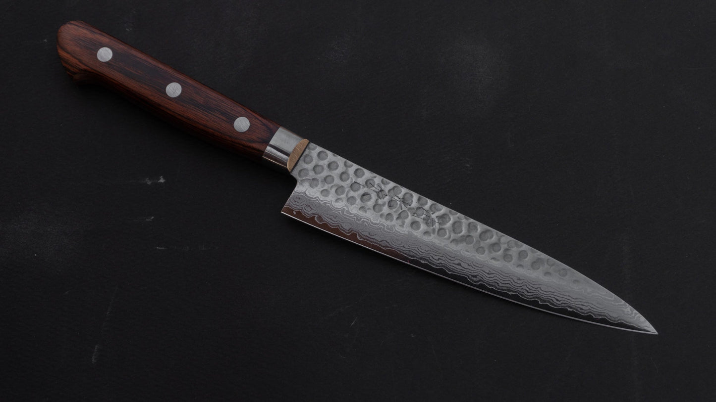 Morihei Kiyomitsu HG Tsuchime Damascus Petty 135mm Imitation Mahogany Handle | HITOHIRA