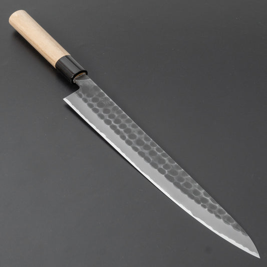 Hitohira Hinode Tsuchime White #2 Stainless Clad Sujihiki 270mm Ho Wood Handle - HITOHIRA