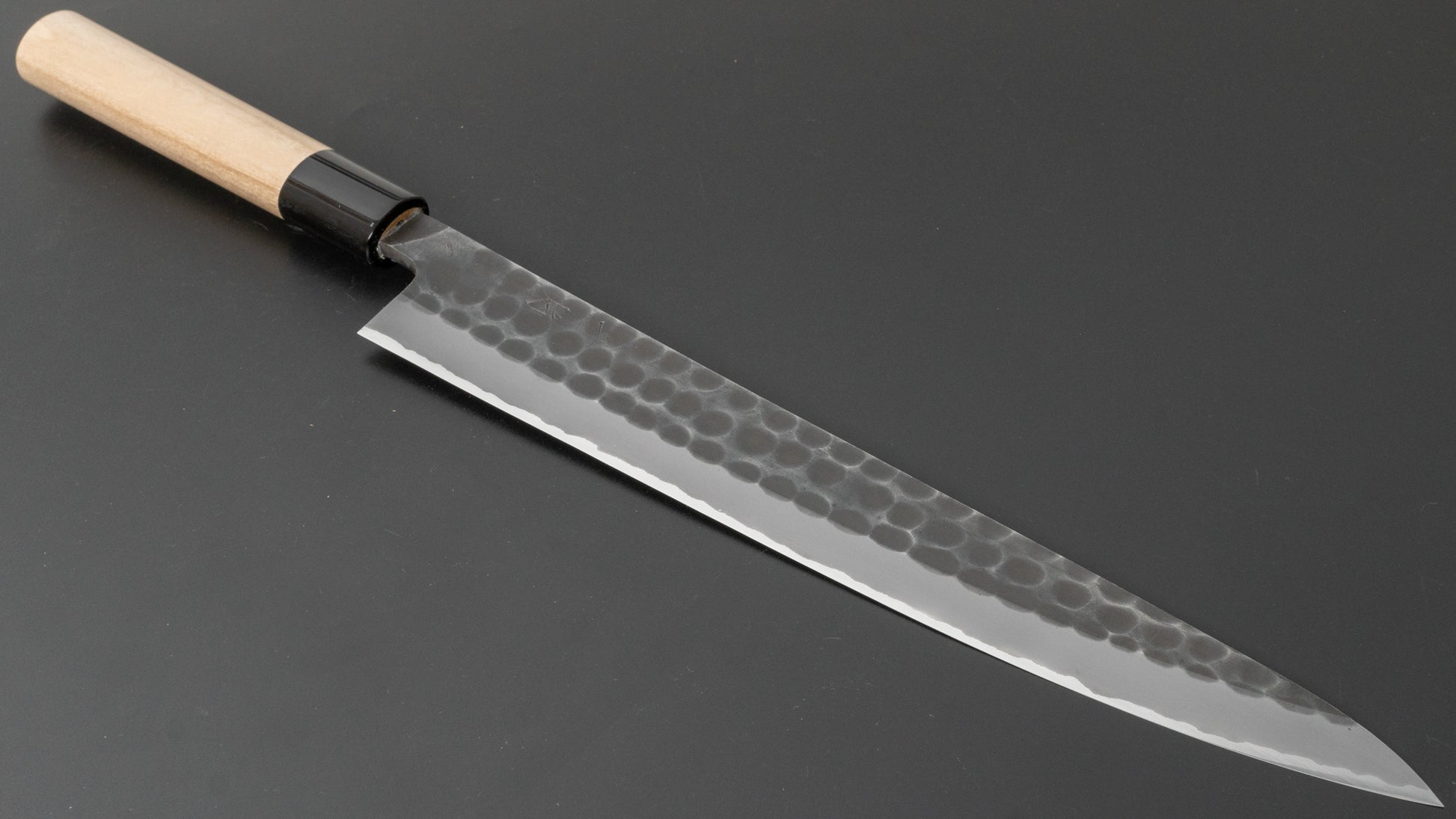 Hitohira Hinode Tsuchime White #2 Stainless Clad Sujihiki 270mm Ho Wood Handle - HITOHIRA