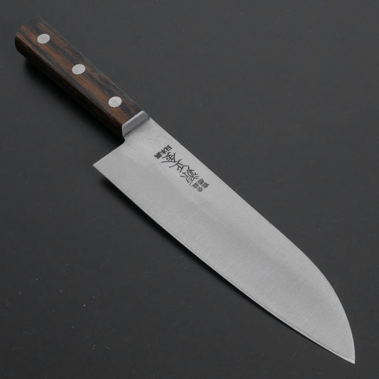 Masakane Vintage SK Santoku 180mm Ebony Handle (Brown/ No Bolster) - HITOHIRA