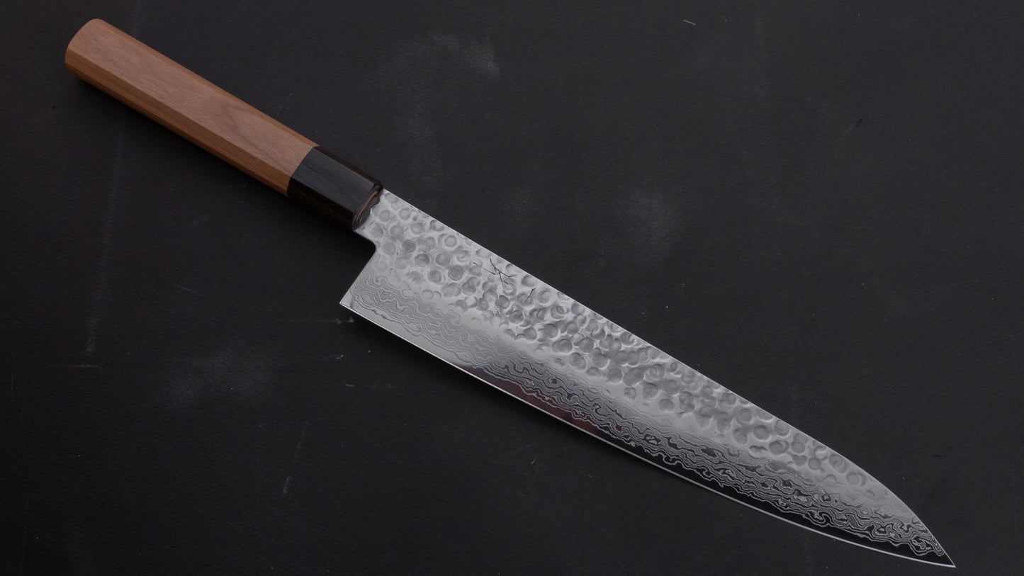 Hitohira HG Tsuchime Damascus Gyuto 240mm Cherry Wood Handle | HITOHIRA