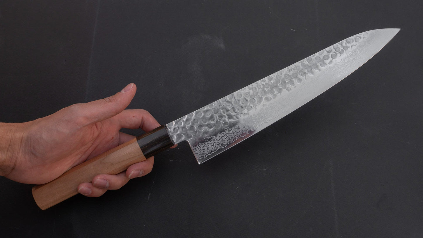 Hitohira HG Tsuchime Damascus Gyuto 240mm Cherry Wood Handle | HITOHIRA