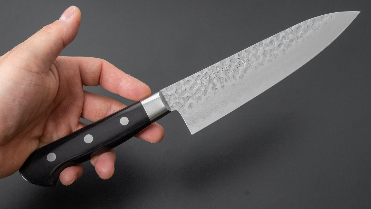 Hitohira Imojiya ST Tsuchime Damascus Gyuto 180mm Pakka Handle (Yo) - HITOHIRA