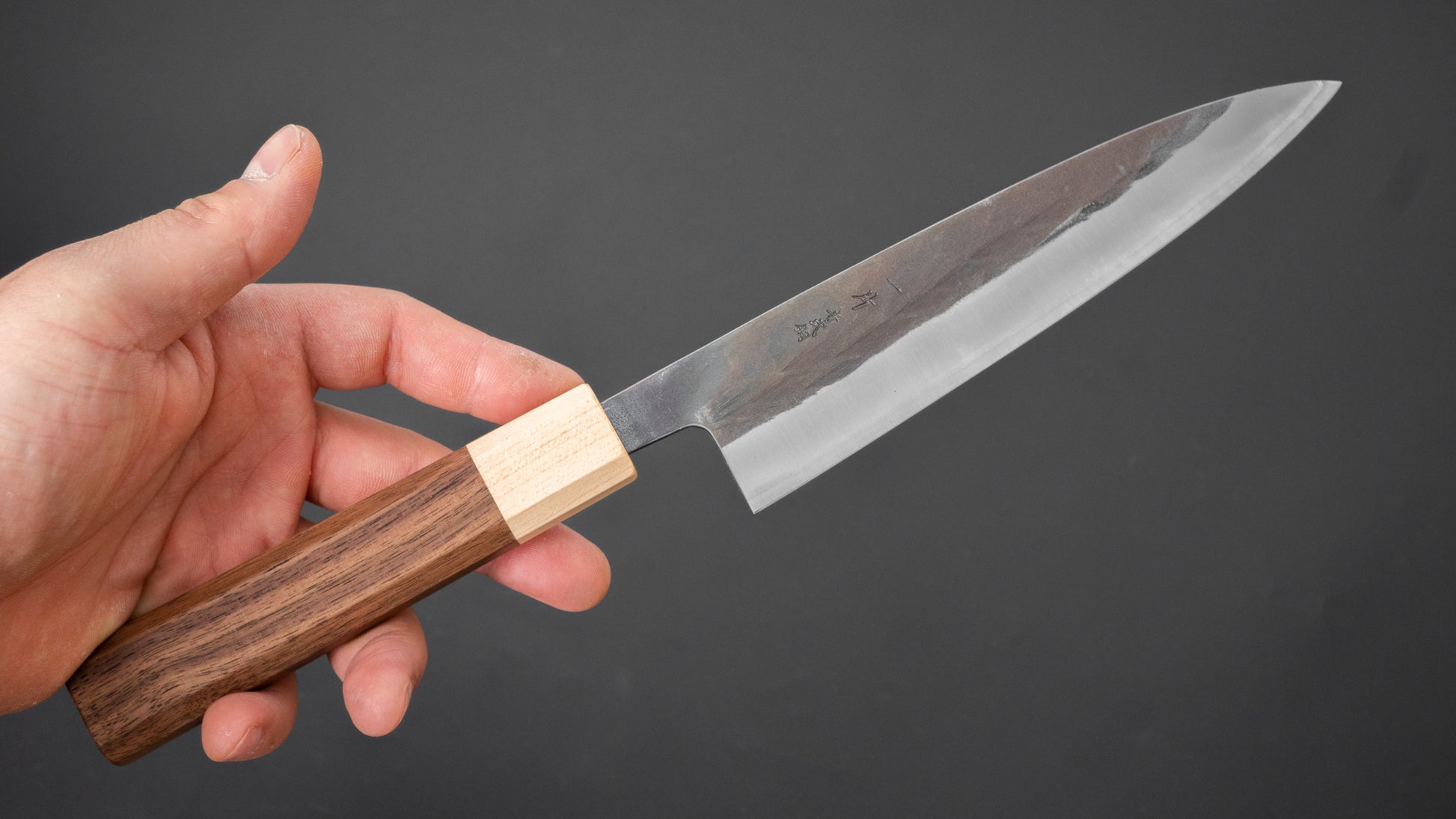 Hitohira TD Blue #2 Stainless Clad Kurouchi Gyuto 165mm Walnut Handle - HITOHIRA