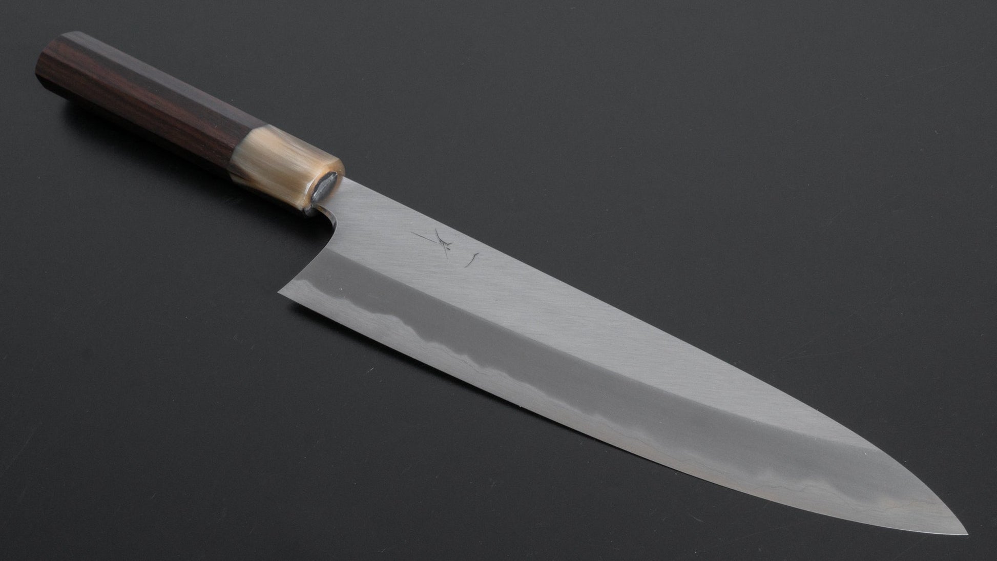 Hitohira Tanaka Kyuzo Blue Super Migaki Gyuto 240mm Taihei Makassar Ebony Handle (Saya) - HITOHIRA