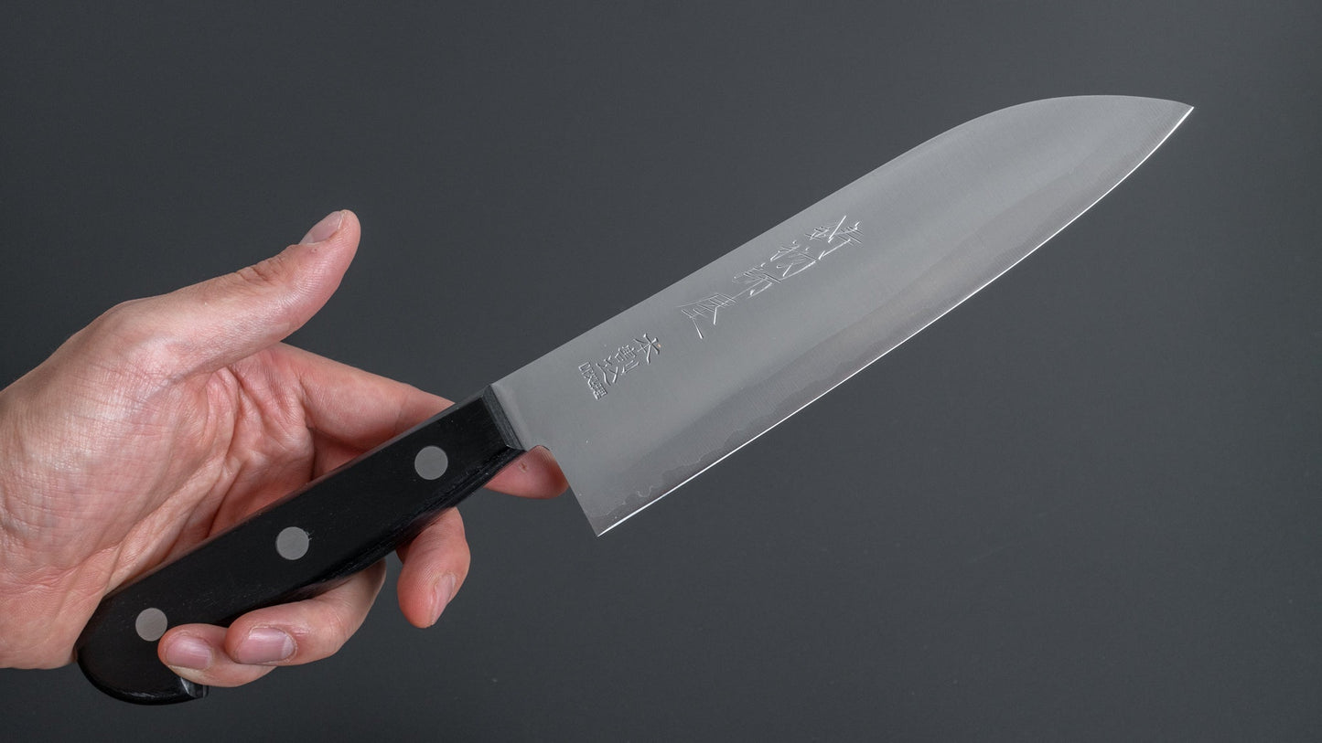 Hitohira Imojiya OKD White #2 Stainless Clad Santoku 180mm Pakka Handle - HITOHIRA