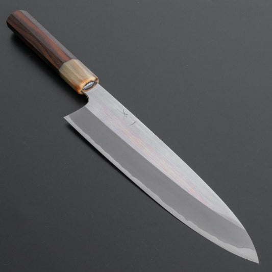 Hitohira Togashi White #1 Stainless Clad Gyuto 240mm Taihei Makassar Ebony Handle (Mirror Polished) - HITOHIRA