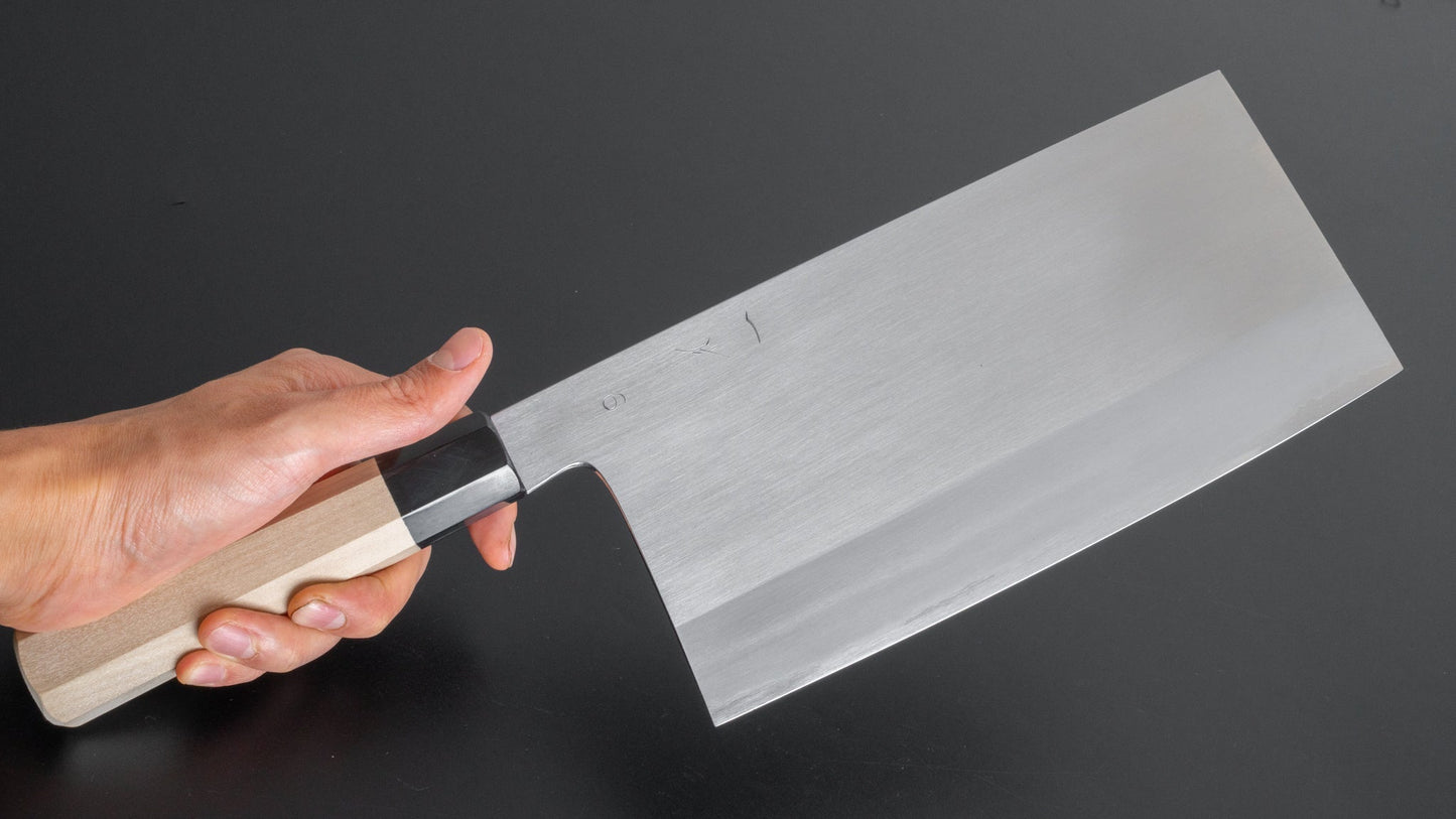 Hitohira Togashi White #1 Stainless Clad Migaki Chinese Cleaver 220mm Ho Wood Handle (#6) - HITOHIRA