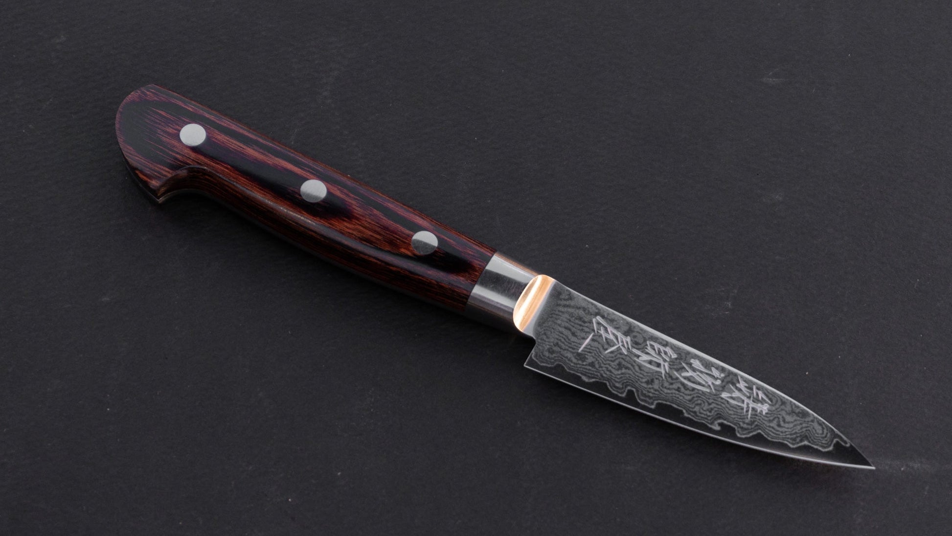 Hitohira Imojiya ST Damascus Paring 80mm Imitation Mahogany Handle | HITOHIRA