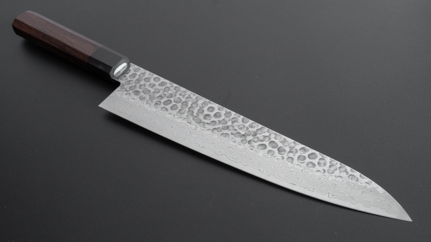 Hitohira HG Tsuchime Damascus Gyuto 240mm Rosewood Handle (Original Handle) - HITOHIRA