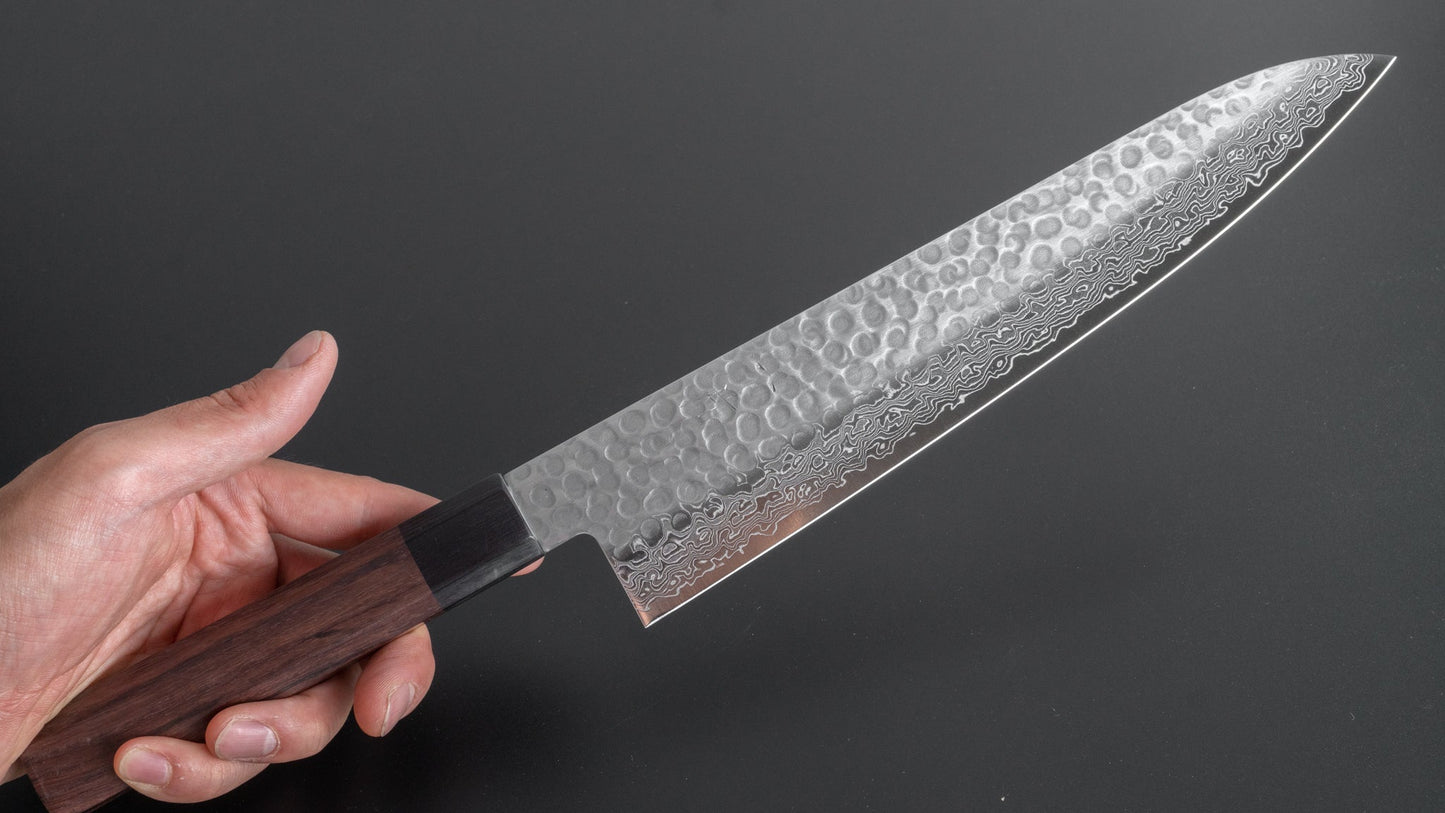 Hitohira HG Tsuchime Damascus Gyuto 240mm Rosewood Handle (Original Handle) - HITOHIRA