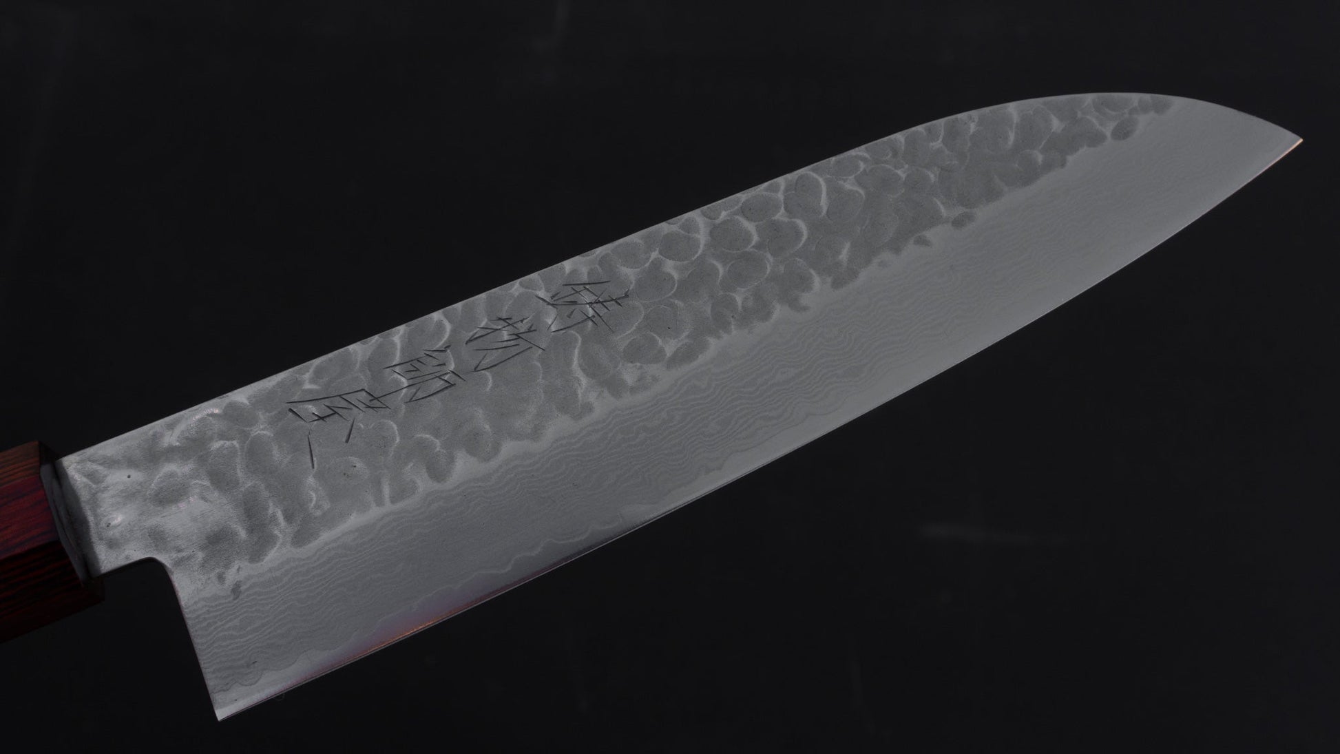 Hitohira Imojiya ST Tsuchime Damascus Santoku 180mm Pakka Handle | HITOHIRA