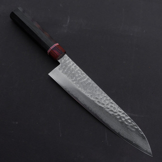 Hitohira Imojiya ST Tsuchime Damascus Gyuto 210mm Pakka Handle | HITOHIRA