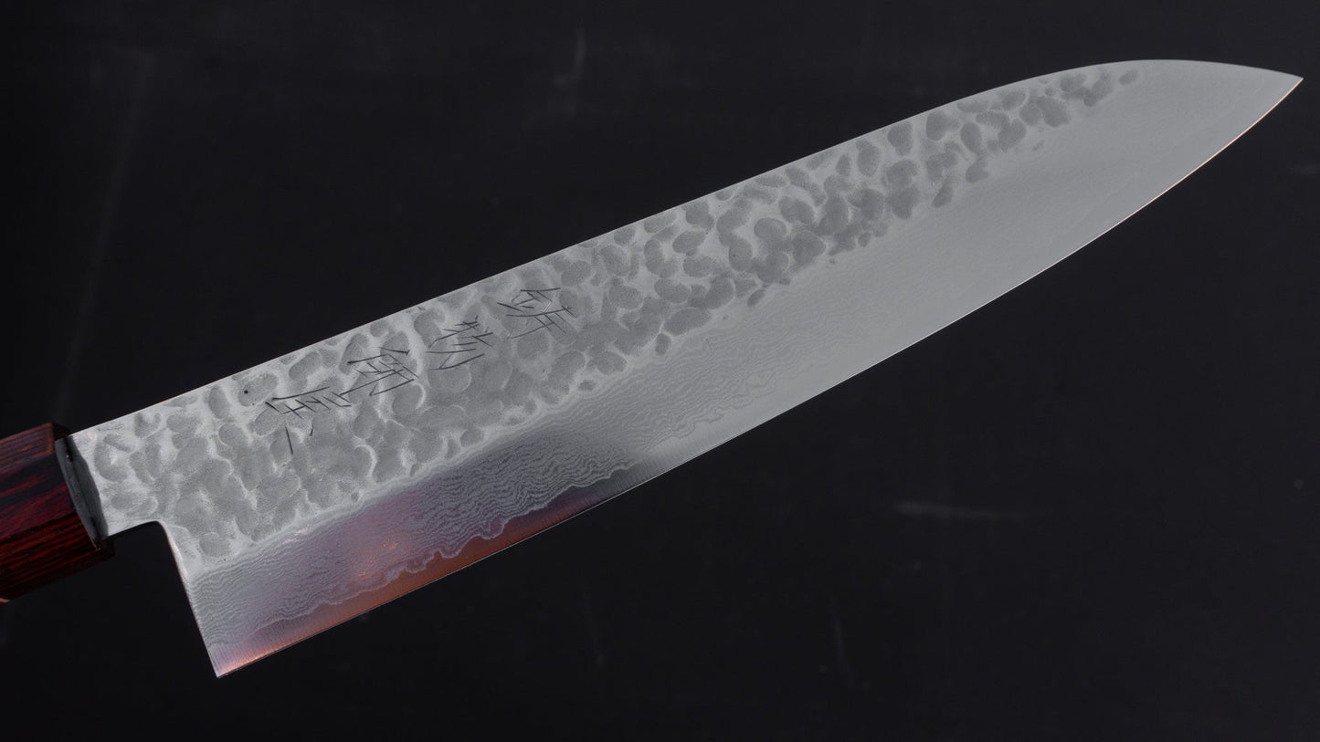 Hitohira Imojiya ST Tsuchime Damascus Gyuto 210mm Pakka Handle | HITOHIRA