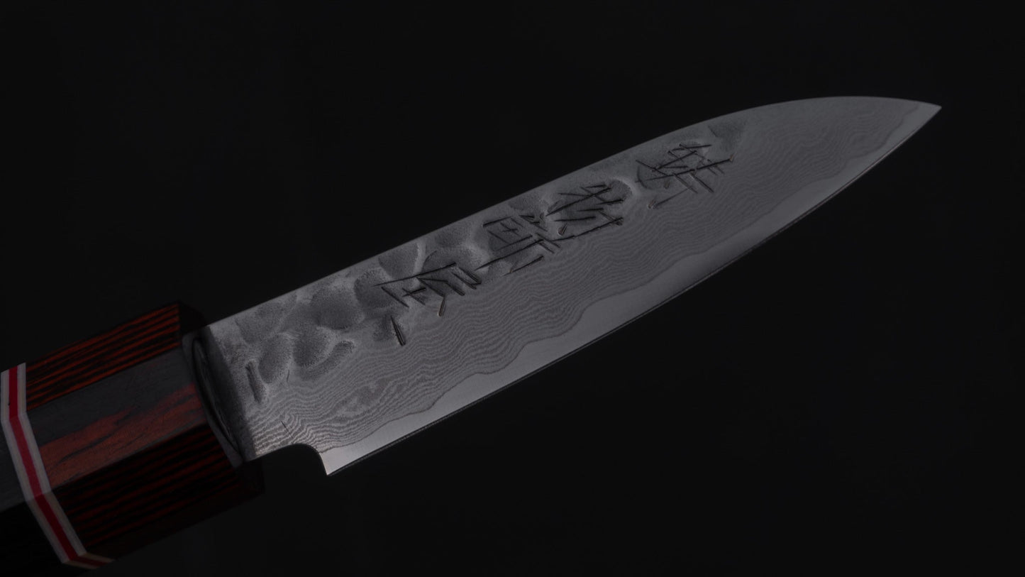 Hitohira Imojiya ST Tsuchime Damascus Paring 75mm Pakka Handle | HITOHIRA