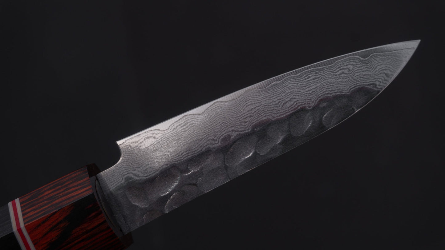 Hitohira Imojiya ST Tsuchime Damascus Paring 75mm Pakka Handle | HITOHIRA