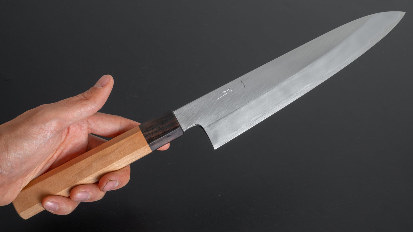 Hitohira Kikuchiyo Kyuzo White #2 Migaki Gyuto 210mm Cherry Wood Handle - HITOHIRA