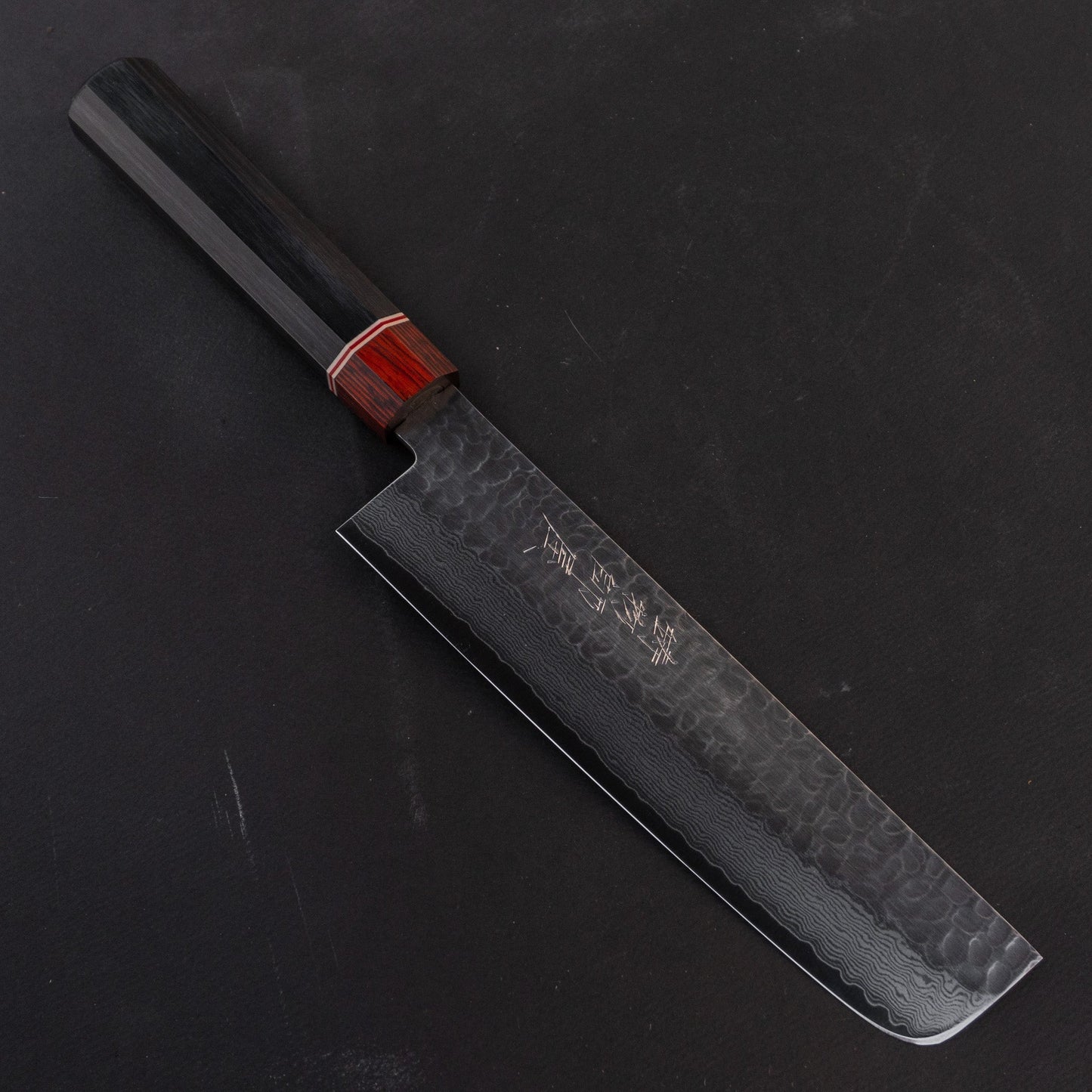 Hitohira Imojiya ST Tsuchime Damascus Nakiri 180mm Pakka Handle | HITOHIRA