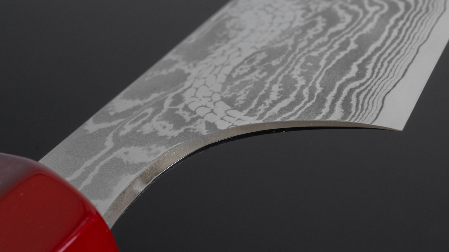 Hitohira Ryu Damascus Gyuto 210mm Lacquered Handle (Red/ Black) - HITOHIRA