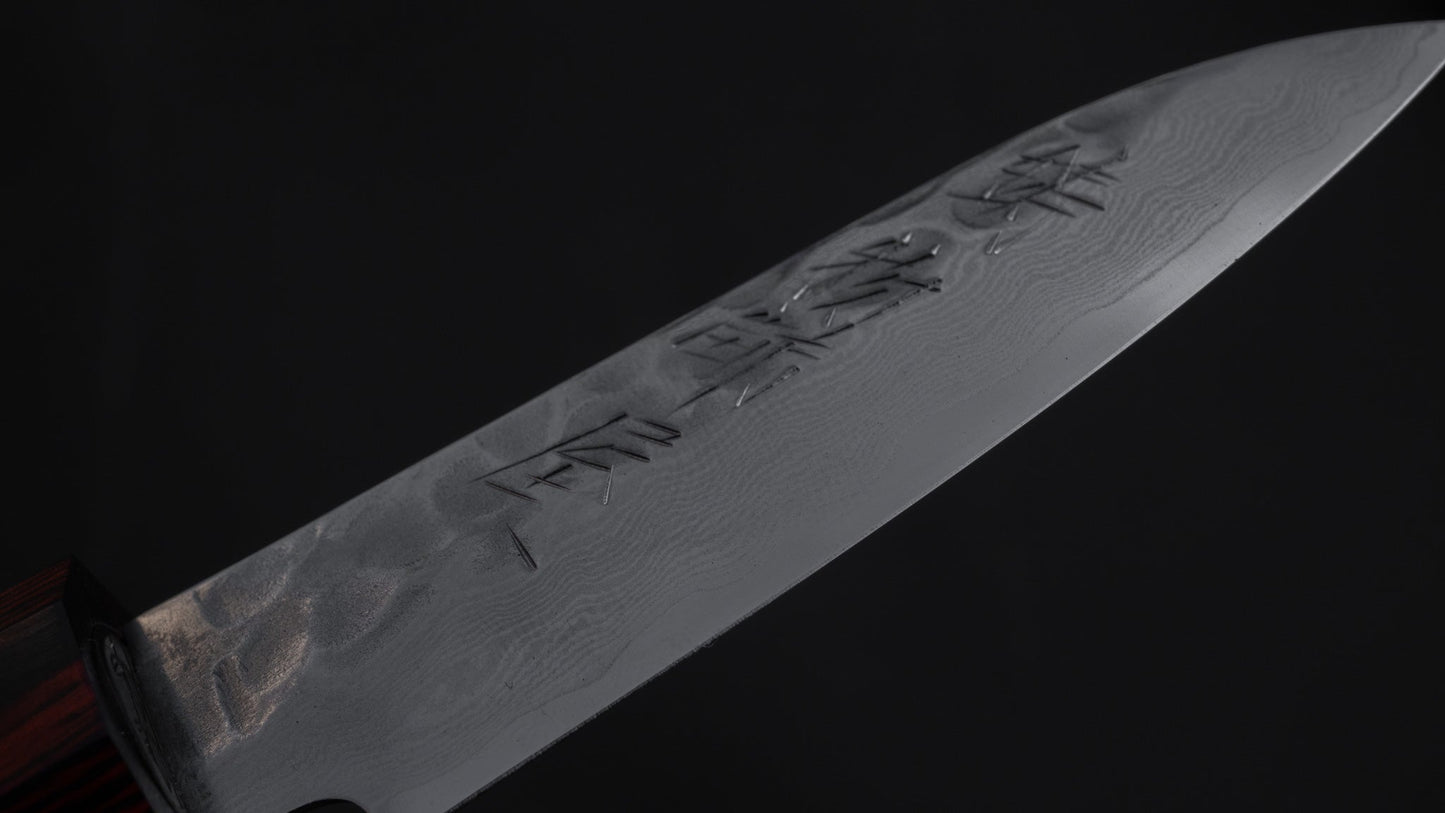 Hitohira Imojiya ST Tsuchime Damascus Paring 75mm Pakka Handle | HITOHIRA