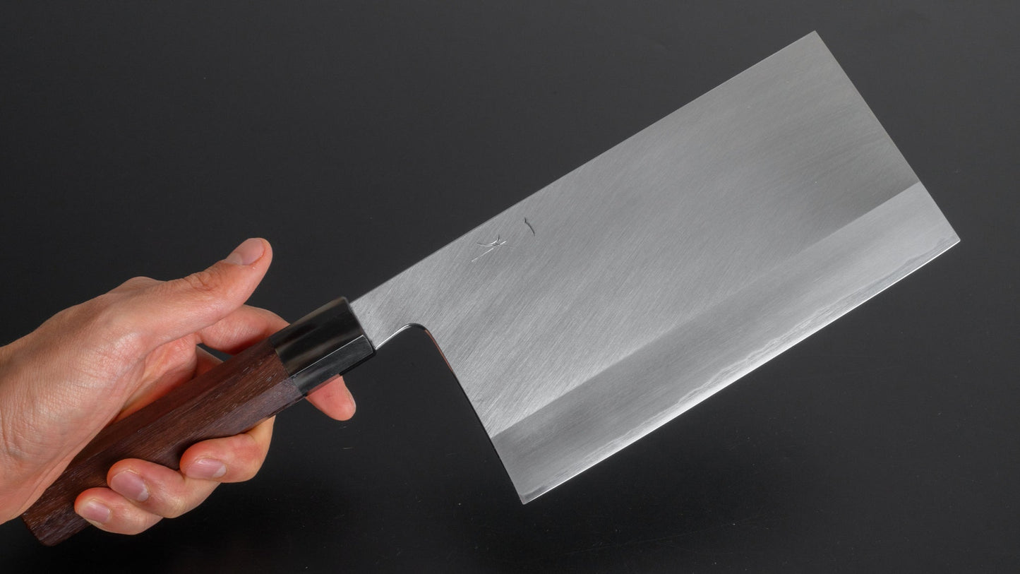 Hitohira Togashi White #1 Stainless Clad Chinese Cleaver 180mm Taihei Rosewood Handle - HITOHIRA